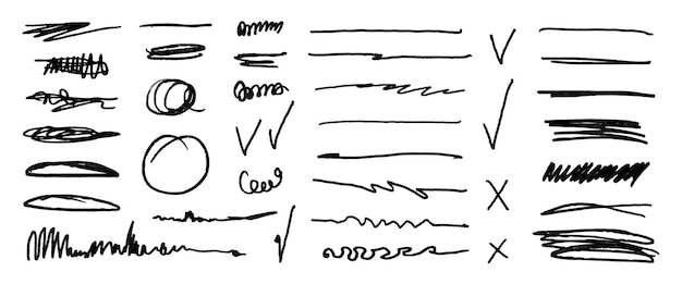 Brush highlight set Crayon brush stroke underline set Grunge creatieve tekst decoratie