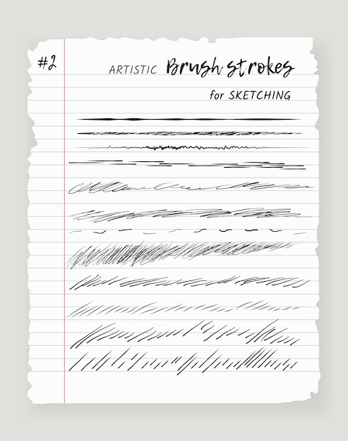 Brush highlighter lines and strokes set isolated vector design elements on white background Doodle