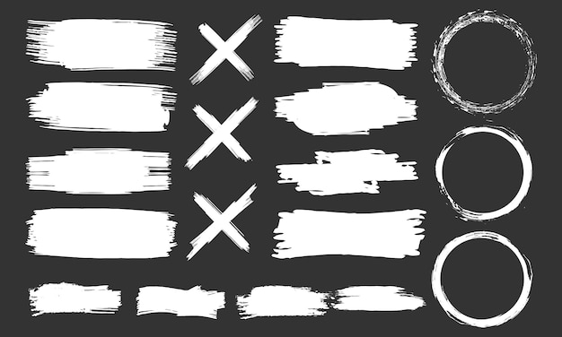 Brush ink element set vector for grunge style background