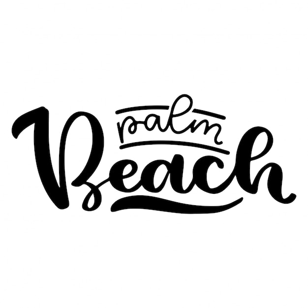 Vector brush lettering composition of palm beach