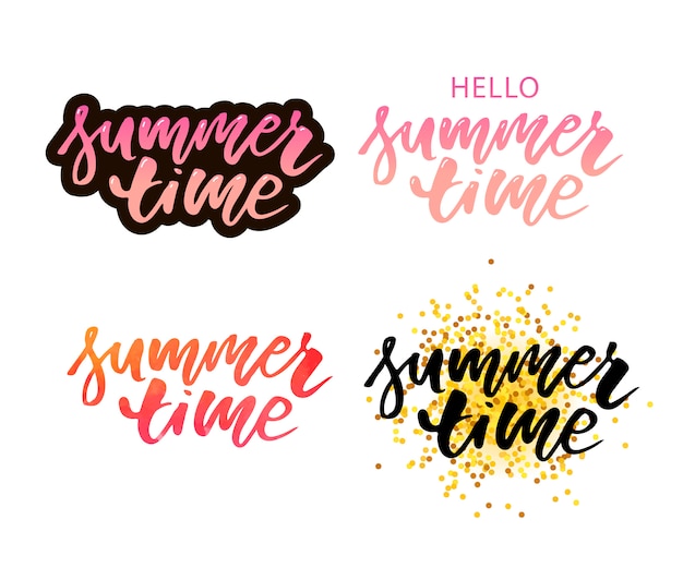 Brush lettering composition of summer vacation isolated on white background