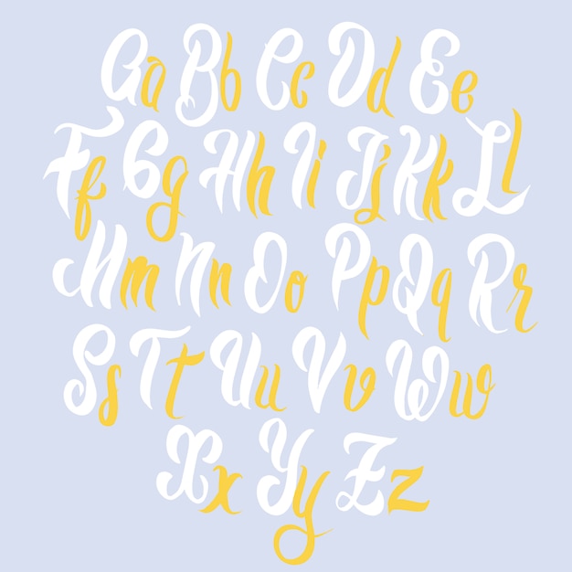 Brush lettering font alphabet.