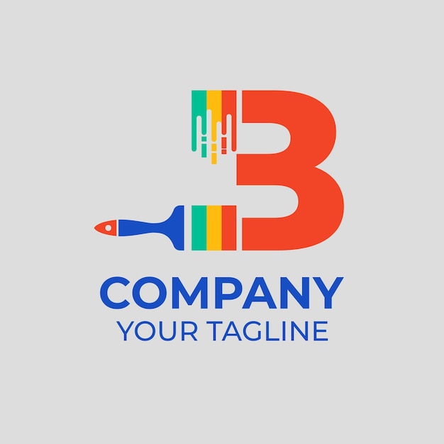 Vector brush logo and letter b