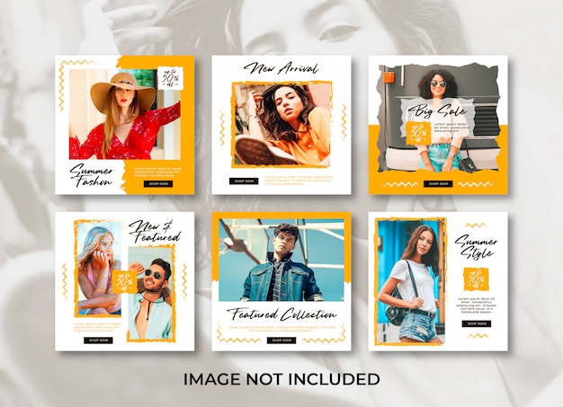 brush minimalist fashion social media post template bundle