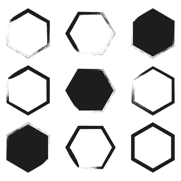 Brush paint ink hexagon shaped vector illustration eps 10 stock image