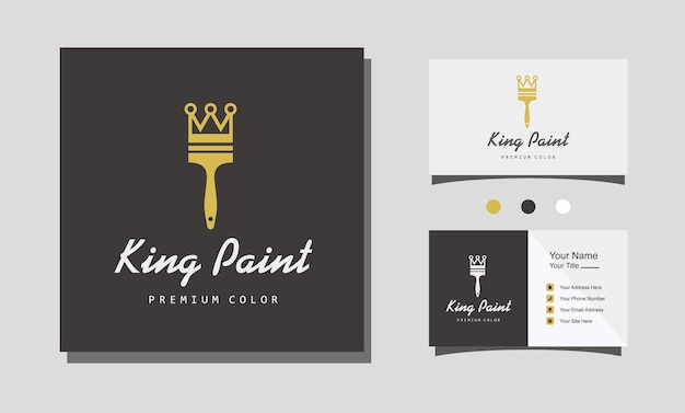 Brush paint with crown logo template design vector icon