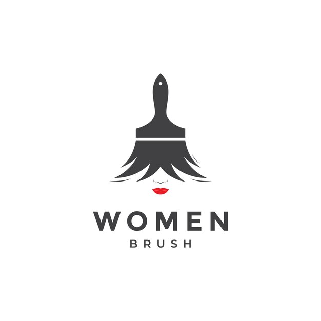 Brush paint with women face logo design vector graphic symbol icon illustration creative idea