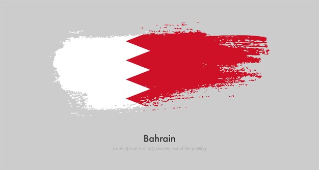 Brush painted grunge flag of Bahrain. Abstract dry brush flag on isolated background