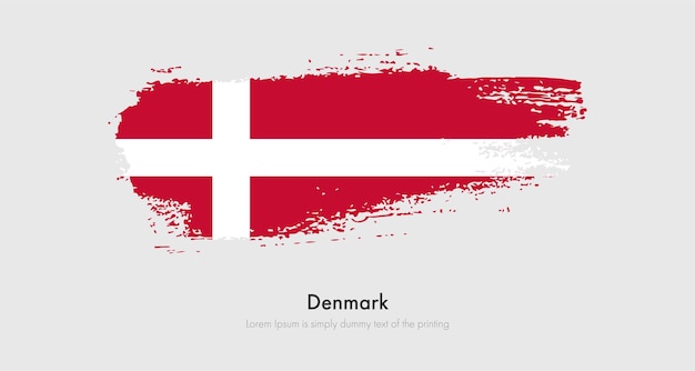 ブラシには、デンマークのグランジ フラグが描かれています。孤立した背景に抽象的なドライブラシ フラグ