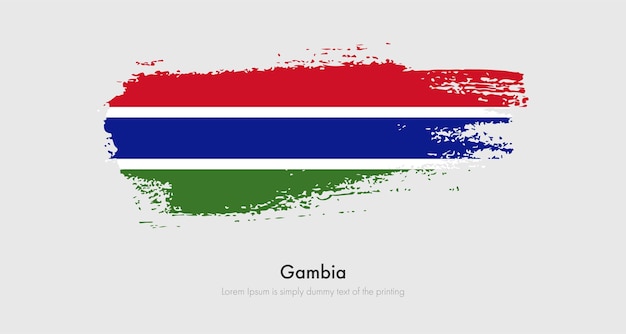 Кисть нарисовала гранж-флаг Гамбии. Абстрактный флаг сухой кисти на изолированном фоне