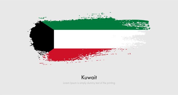 Brush painted grunge flag of Kuwait. Abstract dry brush flag on isolated background