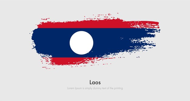 Brush painted grunge flag of Laos. Abstract dry brush flag on isolated background