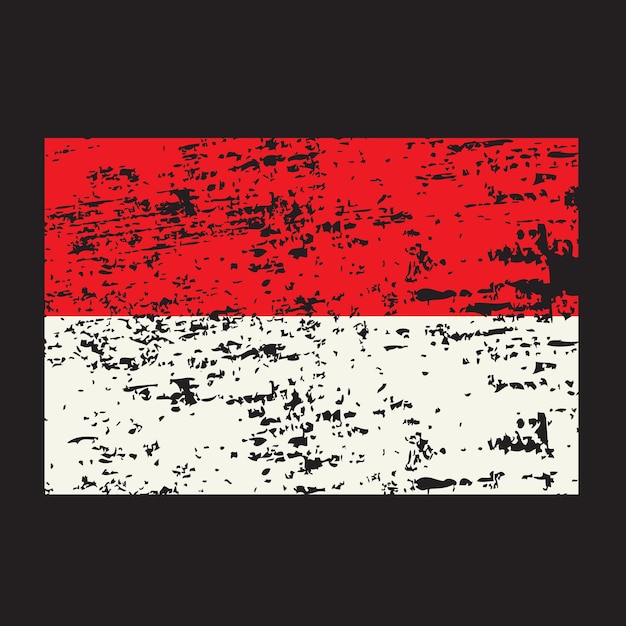 Brush painted Indonesia flag Hand drawn style illustration with a grunge effect and watercolor Indonesia flag with grunge texture Vector illustration