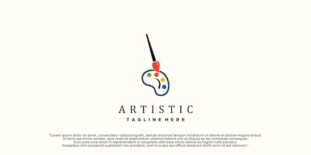 Brush and palette icon watercolor logo design