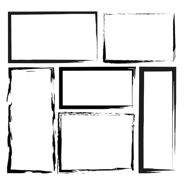 Brush rectangles. Grunge rectangular frames. Vector illustration. EPS 10.