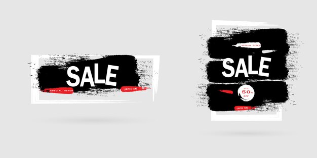 Vector brush sale banner. banner layout design.