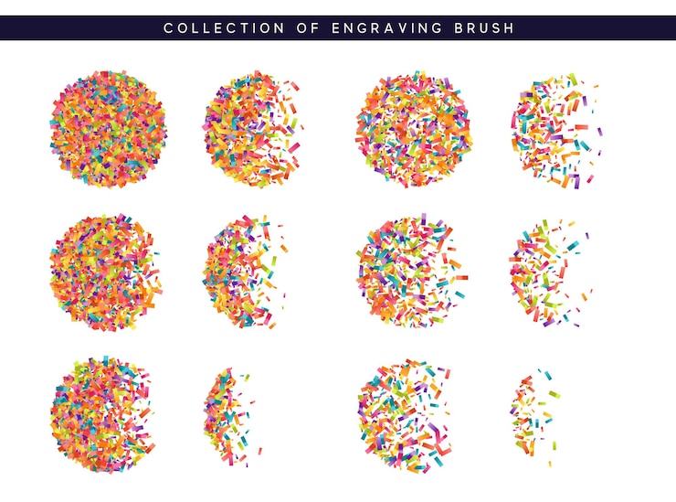 Vector brush stipple colored confetti pattern for design.