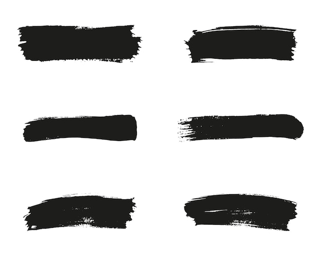 Brush Stroke Black Paint Grunge Ink Line Set Paintbrush Dirty Scratch Stripes Brushstroke Splash