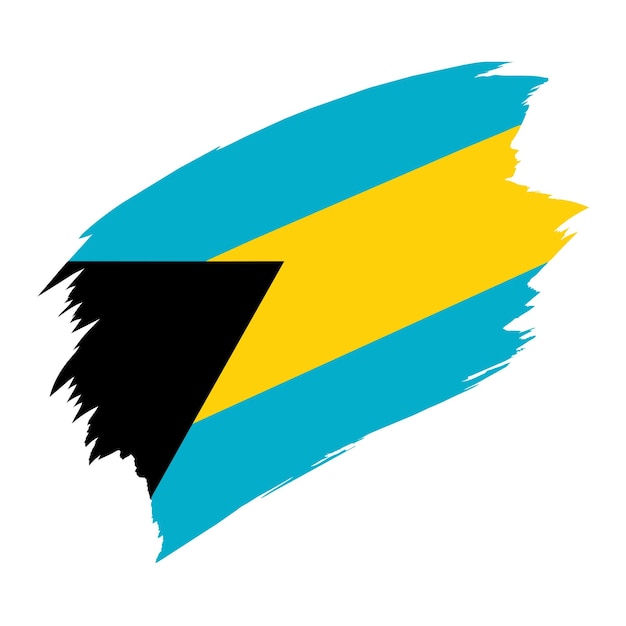 Vector a brush stroke drawing of a flag with a black arrow pointing to the left of bahamas flag