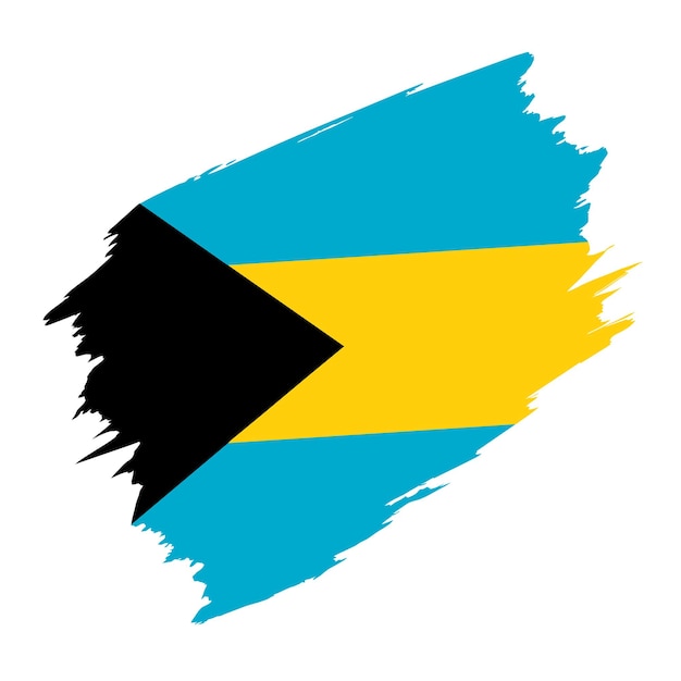 Vector a brush stroke drawing of a flag with a black arrow pointing to the left of bahamas flag