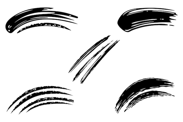 Brush stroke line sketch set contorno illustrazione vettoriale su sfondo bianco