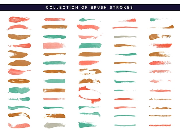 Brush stroke. Paint collection of ink brushes.