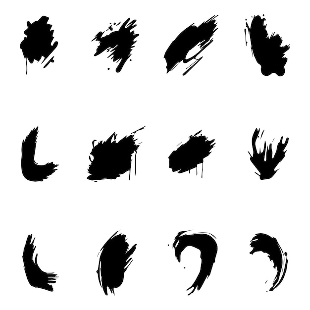 Brush stroke paint set black on a white abstract background vector illustration