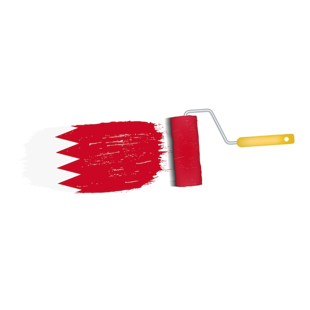 Мазок кистью с национальным флагом бахрейна изолирован на белом фоне векторной иллюстрации