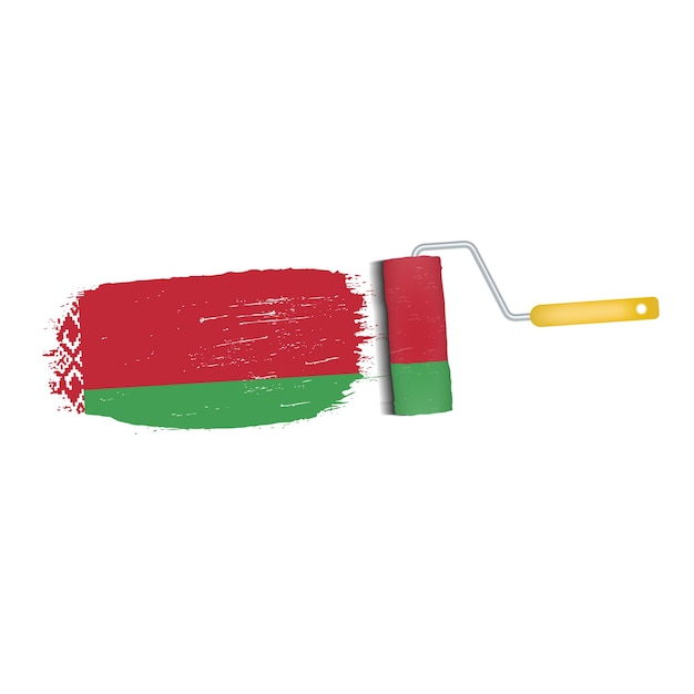 Мазок кистью с национальным флагом Беларуси изолирован на белом фоне векторной иллюстрации