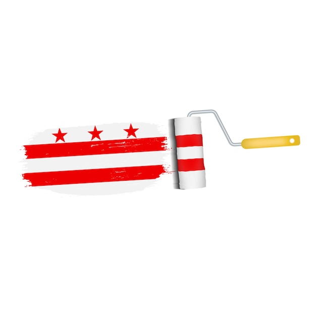 Brush Stroke With Columbia National Flag Isolated On A White Background Vector Illustration