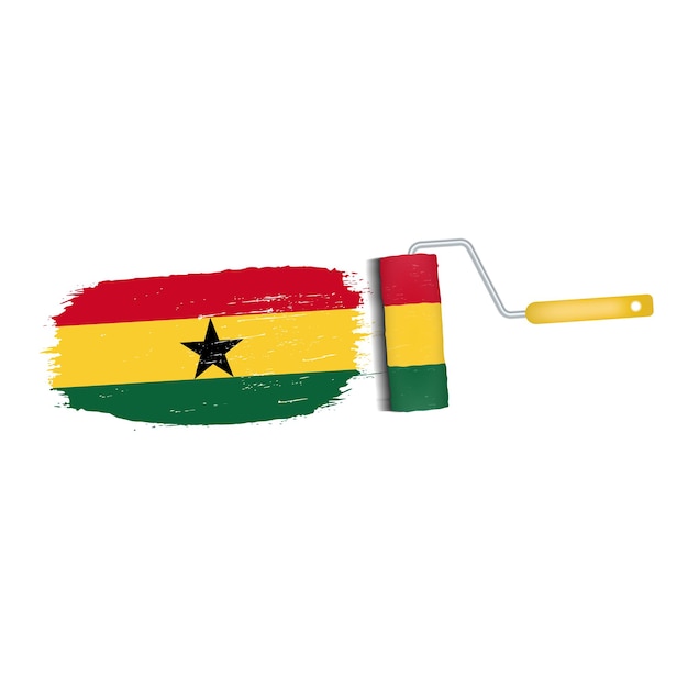 Brush stroke with ghana national flag isolated on a white background vector illustration