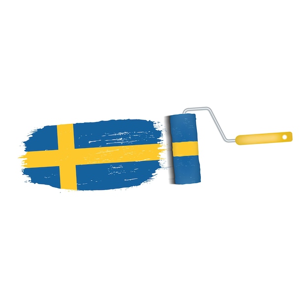 Brush Stroke With Sweden National Flag Isolated On A White Background Vector Illustration