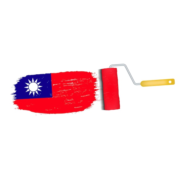 Brush Stroke With Taiwan National Flag Isolated On A White Background Vector Illustration