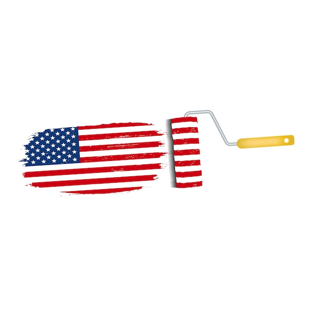 Vector brush stroke with usa national flag isolated on a white background vector illustration