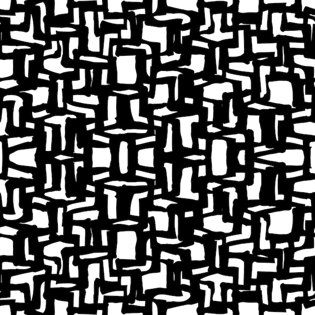 ブラシ ストロークの背景グランジのシームレスなパターン大ざっぱな手描きのグラフィック プリント黒と白の背景汚れた装飾ベクター デザイン苦痛テクスチャ