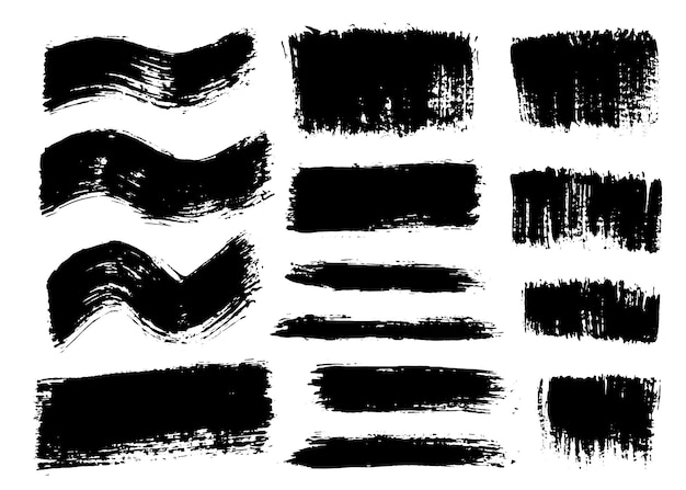 Brush strokes bundle Vector paintbrush set Painted lines and rectangles Grunge design elements Dirty distress texture