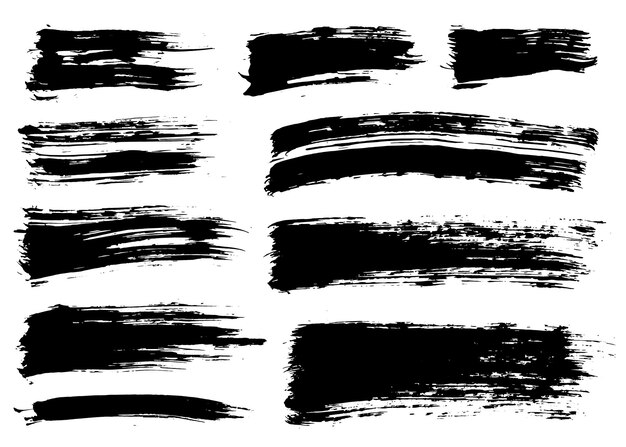 Brush strokes bundle Vector paintbrush set Painted lines and rectangles Grunge design elements Dirty distress texture