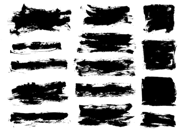 Brush strokes bundle Vector paintbrush set Painted lines and rectangles Grunge design elements Dirty distress texture