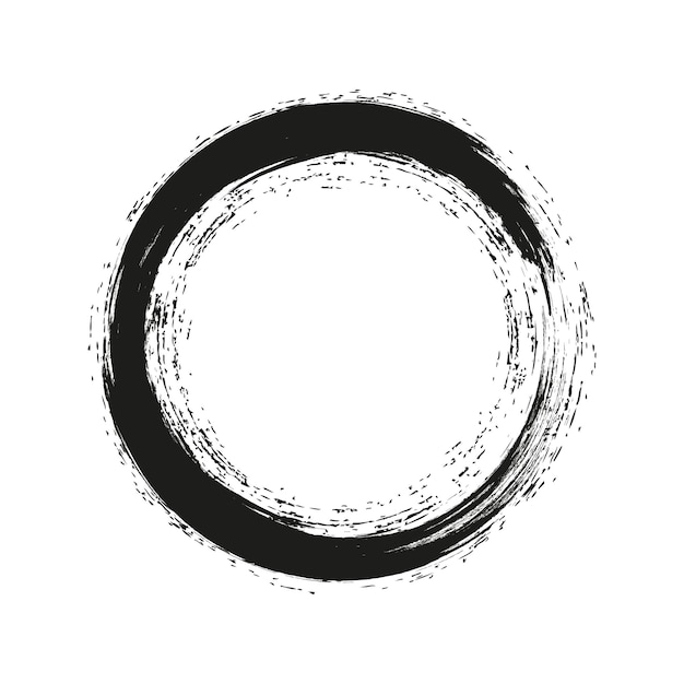 Brush strokes circles of paint on white background brush circle black abstract grunge circle frame