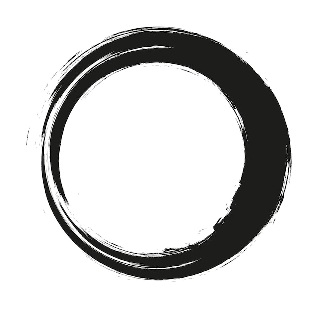 brush strokes circles of paint on white background brush circle Black abstract grunge circle Frame