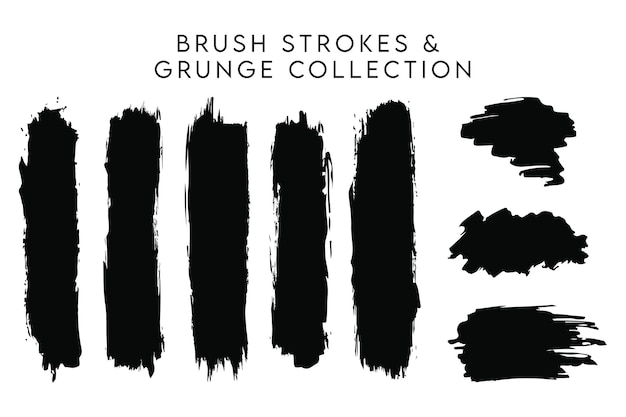 Vector brush strokes grunge collection set of brush strokes