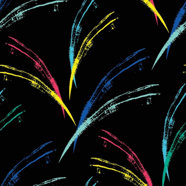 Brush strokes make a seamless pattern on a black background