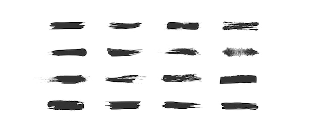 Brush strokes paintbrush set Grunge design vector elements Black isolated graffiti