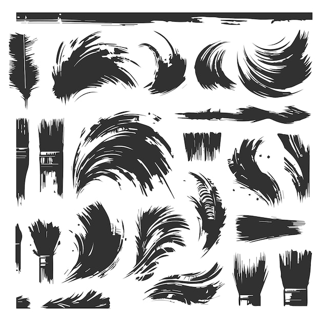 Brush strokes Set of hand drawn brushes Grunge elements