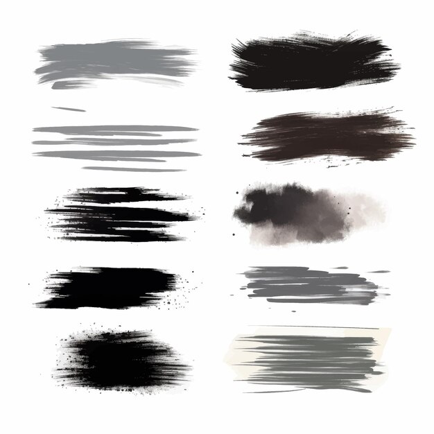 Brush strokes text boxes vector paintbrush set watercolor style grunge design elements