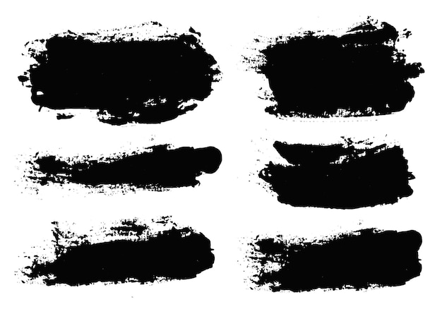 Штрихи векторной щетки набор элементов дизайна Grunge прямоугольные текстовые ящики грязные текстуры баннеры брызги чернил Grungy окрашенные объекты