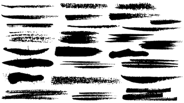 Brush strokes Vector paintbrush set Grunge design elements Rectangle text boxes