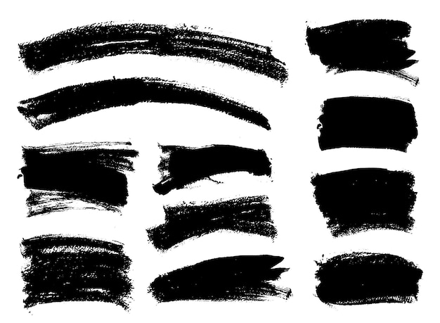 Brush strokes vector rectangular painted objects