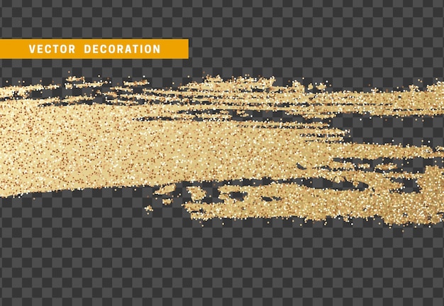 Vector brush strokes with shiny gold paint. vector illustration