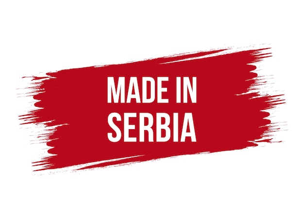 Vettore stile a pennello realizzato in serbia illustrazione di banner vettoriale rosso isolato su sfondo bianco.